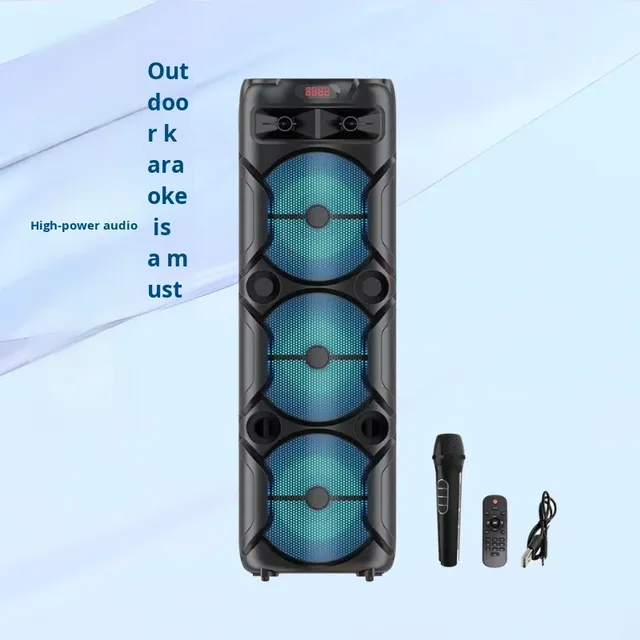 Outdoor Portable Party Speaker Rgb BT Speaker Wireless Microphone 40W HighPower 2400mAh Battery Home BASS Speaker Karaoke