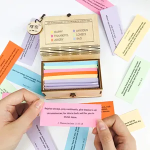 Caja de Tarjetas con Versículos Bíblicos, Caja de Almacenamiento de Versículos Bíblicos de Madera, Organizador Portátil de Inspiración Diaria, Versículos de Oración para Navidad - Product Image 4