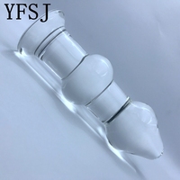 Juego de Tres Tapones Anales Grandes de Vidrio Transparente, Tapón Anal para Masturbación Anal, Expansión, Juguete Sexual para Adultos