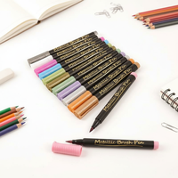 Ensemble de 12 stylos marqueurs métalliques, promotionnels, multicolores, à double pointe, permanents, pour tissu