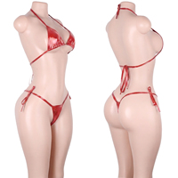 Ensembles de tenues de soirée pour adultes, danseuses et serveuses de boîte de nuit, comprenant des bikinis deux pièces et des soutiens-gorge string en cuir effet mouillé réfléchissant avec détails métalliques ajourés