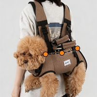 Sac de transport ergonomique horizontal pour chat et chien, respirant, en soie glacée, réglable, avec protection dorsale, pour voyage