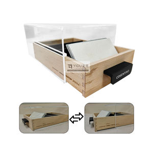 Kotak Display laci sampel ubin dan Quartz tahan debu akrilik transparan dengan pegangan dasar kayu kustom gaya baru - Product Image 1
