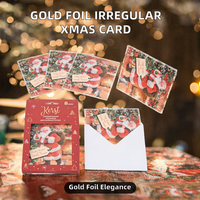 Carte de visite élégante avec impression dorée à l'or fin, forme irrégulière et carton double épaisseur, cartes de vœux de Noël