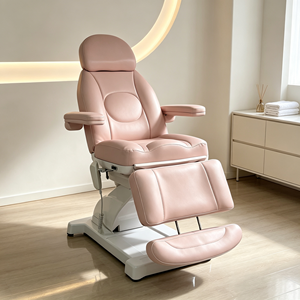Sillón Facial Eléctrico de 3 Motores, Tapizado en Cuero PU Rosa, con Reposapiés Separados, Ajustable en Altura y Respaldo, para Estética, Tatuajes y Salones de Belleza - Product Image 3