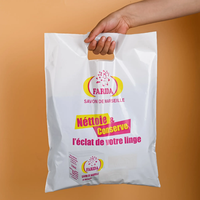 Sac à provisions en plastique découpé biodégradable personnalisé 100% recyclable poignée réutilisable en HDPE pour transporter des cadeaux artisanat sac «merci»