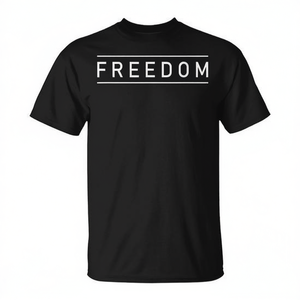 T-shirt Freedom stile patriottico nera girocollo a maniche corte - Product Image 2
