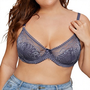 Sujetador Push-Up sin Varillas para Mujer, Copa Tres Cuartos, Decorado con Pedrería, Transpirable, Tirantes Ajustables, Espalda en U, Spandex/Nylon - Product Image 1