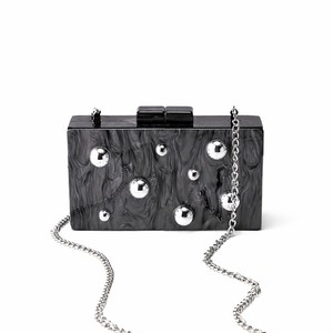Women Acrylic Box Clutch Marble & Tortoiseshell Pattern Evening Purse with 3D Golden <b>Studs</b> Hard Case Handbag - Product Image 5