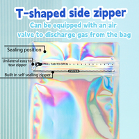 Sac d'emballage de café de sachets de caféine zip-lock holographique laser auto-scellant à huit côtés