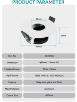 GU10 cadre projecteur rondelle murale led réglable cob downlight mr16 boîtier encastré