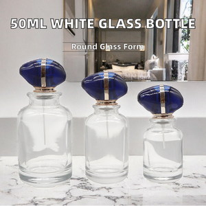 Round 80ml Clear Crystal Glass Empty <b>Perfume</b> <b>Spray</b> <b>Bottles</b> Cosmetic Fragrance Containers With Crimp Pump Caps - Product Image 2