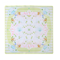 Tapis de Mahjong Américain de Luxe Style Floral, Taille Standard, Surface Silencieuse, Thème Rose et Bleu pour Soirées Jeux