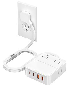 ปลั๊กพ่วงไฟฟ้า 6 ฟุต 4 ช่องเสียบ AC 4 พอร์ต USB ป้องกันไฟกระชาก สถานีชาร์จแบบประหยัดพลังงานสำหรับแล็ปท็อป - Product Image 1
