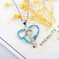 Collier serpent en opale bleue tendance européen-américain pour femmes, style hawaïen, design cœur, chaîne de pull surdimensionnée