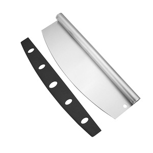 Pizza <b>Cutter</b> Stainless Steel 8-9.9 In Half Moon Blade With <b>Edge</b> Curling Handle For Pizza Slicing Kitchen Knife - Product Image 4