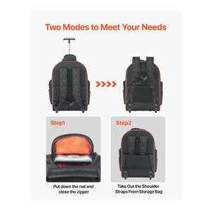 SucceBuy 110lbs Rolling <strong>Tool</strong> Backpack 14/15in Roller <strong>Tool</strong> <strong>Bag</strong> <strong>on</strong> <strong>Wheels</strong> Toolbag Organizers for Mechanic <strong>Tools</strong> - Product Image 6