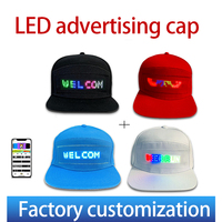 Publicidad LED Conexión Bluetooth Aplicación móvil Texto de desplazamiento LED Gorra de béisbol de 5 paneles para exteriores Ajustable con luces LED