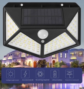 Lampe solaire à détecteur de mouvement à 100 LED pour l'extérieur, étanche, applique murale, jardin, cour, clôture, patio, RoHS IP65, corps en PC, DC - Product Image 2