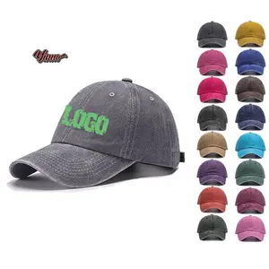 Low Moq Cotton Vintage Sport 6 Panel Basic Baseball Cap Custom Embroidery Logo All-color Cotton Sports Washed Cap