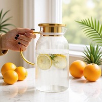 Ensemble de carafes à eau froide en verre borosilicate à rayures verticales, design minimaliste, pour service domestique et théière à fleurs