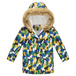 Vêtements d'extérieur pour enfants, manteau en coton avec capuche et col en <span class=keywords><strong>fourrure</strong></span>, pour garçons et filles, imprimé multicolore, épais et chaud, nouvelle collection d'hiver 2020 - Product Image 6