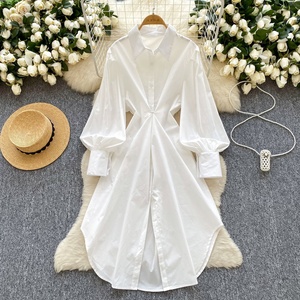 Vestido Camisero Estilo Minimalista para <span class=keywords><strong>Mujer</strong></span>, Diseño Holgado con Mangas Farol, Chic y Elegante para Primavera - Product Image 1