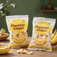 Sachets refermables pour chips de banane et de plantain, sachets refermables en forme de coussin pour chips de fruits, emballage en plastique pour chips de plantain