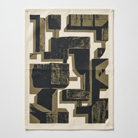 Serviette de cuisine en coton au design brutaliste puissant, motif géométrique à blocs artistiques