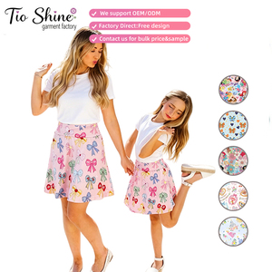 Falda de seda de leche para mujer con pantalón corto interior, al por mayor, conjunto mamá e hija, uso diario, material suave, más opciones de estampados, falda de cintura alta - Product Image 1