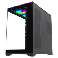 Boîtier PC Tour Complète Blanc avec Panneau Latéral en Verre LCD, Refroidissement ATX pour Gaming, Vue Panoramique