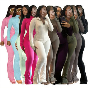 2025女式新款实心两件套健身运动服长袖拉链上衣高腰健身房腿部锻炼透气秋季 - Product Image 3