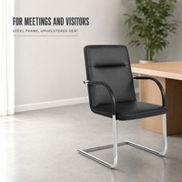 Chaise de bureau exécutive moderne en cuir avec accoudoirs fixes et base métallique pour conférence et bureau à domicile