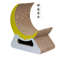 Meuble pour chat en carton ondulé super stable et écologique, griffoir en forme de lune au design épuré