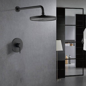 Brass One Function Black Shower Wall Mounted Shower Head Set, Circular Concealed Showerhead Bathroom Faucet - Product Image 5