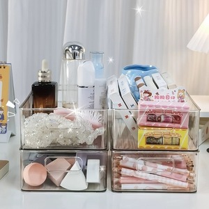 Boîte de rangement transparente en acrylique pour bureau, organisateur de maquillage et cosmétiques, conteneur de papeterie et de collations avec couvercle, capacité de 2L - Product Image 2
