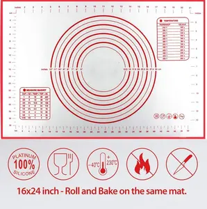 Top người bán Non-Slip công cụ nấu ăn Silicone Baking Pastry mat với đo lường cho bột cán