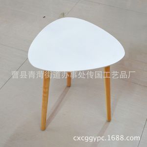 Modern Minimalist Scandinavian <b>Coffee</b> <b>Table</b> White Triangular Laminate Top Wooden <b>Legs</b> Sofa Side <b>Table</b> <b>For</b> Living Room - Product Image 2