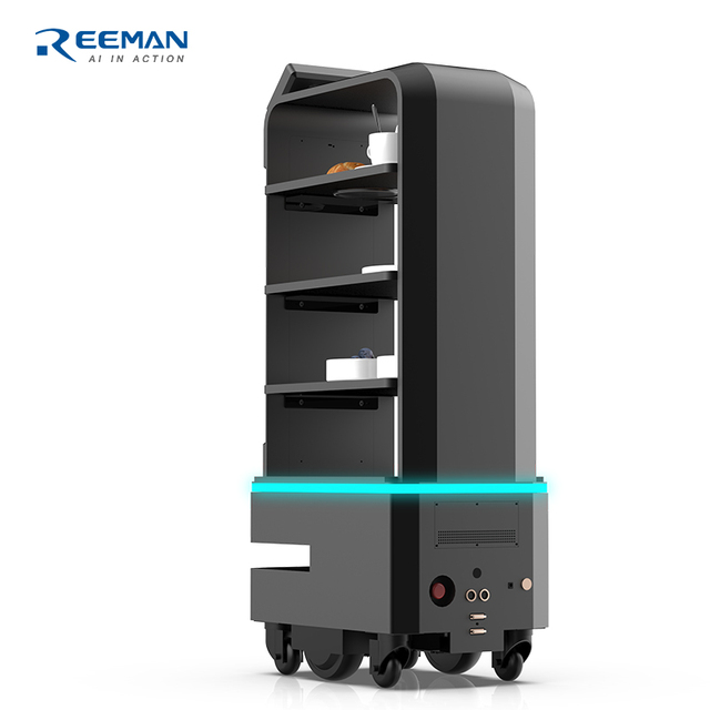 Friendly Price Reeman FBOT12D Robot Restaurant Hotel Hospital Food Delivery Service LDS Slam+Vslam Navigation App-Controlled