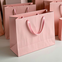 Exquise luxe eco-vriendelijke papieren tas met opdruk, ivoorwit, met handvat op handlengte, voor kleding/schoenen/bont/cosmetica/fruit
