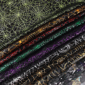 Nuevos diseños Fancy Shiny Foil Tul Mesh <span class=keywords><strong>Halloween</strong></span> Black Skull Bat Spider Mesh Fabric by the Yard - Product Image 6