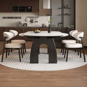 <span class=keywords><strong>Mesa</strong></span> de Comedor Retráctil de Madera Estilo Medieval Francés <span class=keywords><strong>con</strong></span> <span class=keywords><strong>Sillas</strong></span>, Plegable para Uso Doméstico, Opciones Cuadradas de Doble Uso - Product Image 3