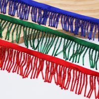 Frange de perles tubulaires multicolores cousues à la main, ruban de franges perlées pour robe de danse, jupe, accessoires de couture DIY