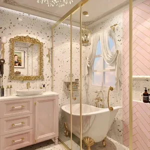 خزانة حمام بطراز الروكوكو الرائع مخصصة بزخارف جرانيت رائعة ومزخرفة