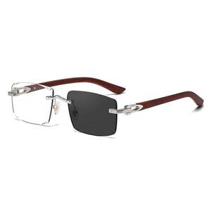 Gafas de Sol Cuadradas Sin Montura con Logotipo Personalizado 2025, de Lujo para Hombre y Mujer, con Cambio de Color, con Textura de Madera, Fotocromáticas, Anti Luz Azul - Product Image 6