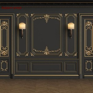 foshan French Vintage Carved Solid Wood Gold-<strong>painted</strong> Bedroom Wall <strong>Panel</strong> with Solid Color Background Customization - Product Image 3