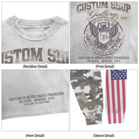 T-shirt Homme Double Couche Manches Longues Camouflage Drapeau 300gsm 100% Coton Imprimé Graphique Coupe Boxy Streetwear Lourd