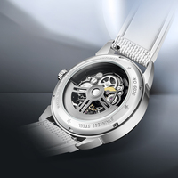 Montre mécanique automatique pour homme Mark Fairwhale, boîtier en métal 43 mm, bracelet en caoutchouc, tourbillon squelette, étanche, lumineuse, Cosmic FW-6026