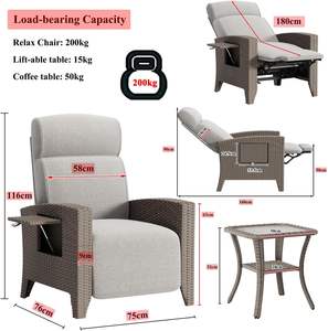 Sillón Reclinable YOIZO de Ratán para Jardín Exterior con Respaldo y Estructura de Acero Aleado para <span class=keywords><strong>Terraza</strong></span> Interior y Patio - Product Image 3