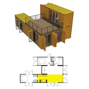 最优惠的价格预制家庭扁平包装两层40英尺集装箱房